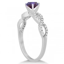 Infinity Diamond & Alexandrite Engagement Ring 14K White Gold 1.05ct