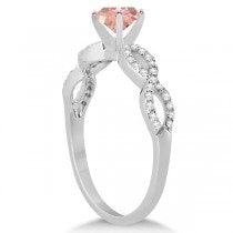 Infinity Diamond & Morganite Engagement Ring 14K White Gold 1.05ct