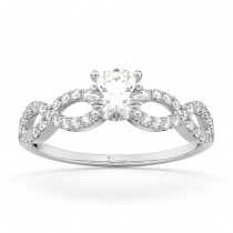 Twisted Infinity Diamond Engagement Ring Setting 14K White Gold (0.21ct)