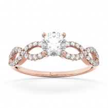 Twisted Infinity Diamond Engagement Ring Setting 18K Rose Gold (0.21ct)