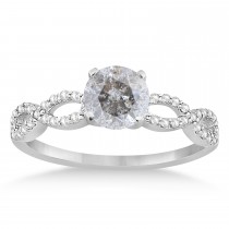 Twisted Infinity Round Salt & Pepper Diamond Engagement Ring 18k White Gold (0.75ct)