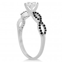Twisted Infinity Black Diamond Engagement Ring 14k White Gold (0.21ct)