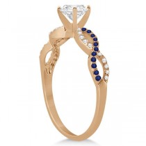 Infinity Round Diamond Blue Sapphire Engagement Ring 14k Rose Gold (0.75ct)