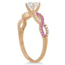 Infinity Round Diamond Pink Sapphire Engagement Ring 14k Rose Gold (0.50ct)