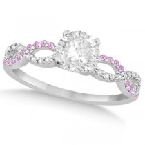 Infinity Round Diamond Pink Sapphire Engagement Ring 14k White Gold (0.50ct)