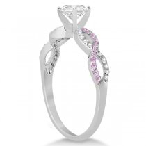 Infinity Round Diamond Pink Sapphire Engagement Ring 14k White Gold (0.50ct)