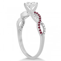 Infinity Round Diamond Ruby Engagement Ring 14k White Gold (0.75ct)
