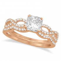 Twisted Infinity Princess Diamond Bridal Set 18k Rose Gold (1.63ct)