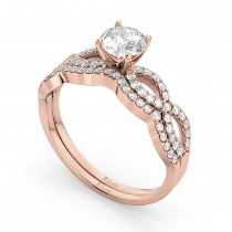 Infinity Twisted Diamond Matching Bridal Set in 18K Rose Gold (0.34ct)