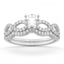 Infinity Twisted Diamond Matching Bridal Set in 18K White Gold (0.34ct)