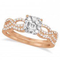 Infinity Asscher-Cut Diamond Bridal Ring Set 18k Rose Gold (0.63ct)