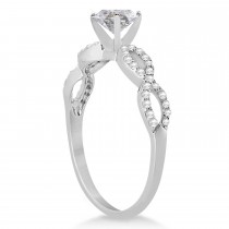 Twisted Infinity Round Salt & Pepper Diamond Bridal Ring Set Palladium (0.63ct)