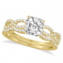 Infinity Asscher-Cut Diamond Bridal Ring Set 14k Yellow Gold (0.88ct)