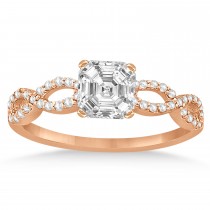 Infinity Asscher-Cut Diamond Bridal Ring Set 18k Rose Gold (0.88ct)