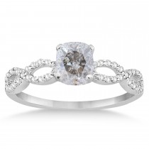 Infinity Cushion-Cut Salt & Pepper Diamond Bridal Ring Set 18k White Gold (0.88ct)