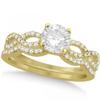 Twisted Infinity Round Diamond Bridal Ring Set 18k Yellow Gold (0.88ct)