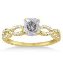 Infinity Cushion-Cut Salt & Pepper Diamond Bridal Ring Set 14k Yellow Gold (1.13ct)