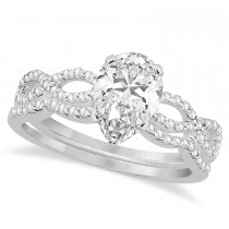 Infinity Pear-Cut Lab Grown Diamond Bridal Ring Set 14k White Gold (1.13ct)
