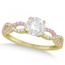 Infinity Round Diamond Pink Sapphire Bridal Set 14k Yellow Gold (0.63ct)