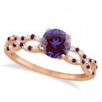 Infinity Diamond & Alexandrite Engagement Ring 14K Rose Gold 1.05ct