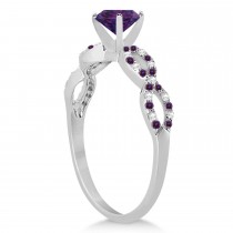 Infinity Diamond & Alexandrite Engagement Ring 18K White Gold 1.05ct
