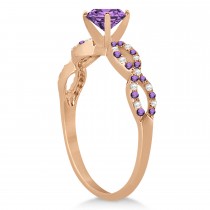 Infinity Diamond & Amethyst Engagement Ring 14K Rose Gold 1.05ct