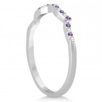 Amethyst & Diamond Infinity Style Bridal Set 14k White Gold 1.69ct