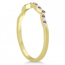 Amethyst & Diamond Infinity Style Bridal Set 14k Yellow Gold 1.69ct