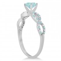 Infinity Diamond & Aquamarine Engagement Ring 14K White Gold 0.90ct