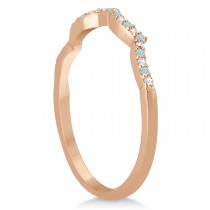 Aquamarine & Diamond Infinity Style Bridal Set 14k Rose Gold 1.64ct