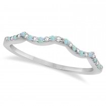 Infinity Style Aquamarine & Diamond Bridal Set 14k White Gold 1.14ct