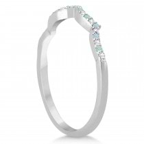 Diamond & Aquamarine Infinity Style Bridal Set 14k White Gold 2.24ct