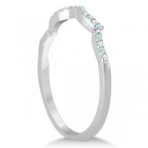 Aquamarine & Diamond Heart Infinity Style Set 14k White Gold 1.74ct