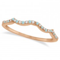 Infinity Style Aquamarine & Diamond Bridal Set 18k Rose Gold 1.14ct