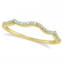 Infinity Style Aquamarine & Diamond Bridal Set 18k Yellow Gold 1.14ct