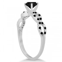 Infinity Diamond & Black Diamond Engagement Ring 14K White Gold 0.71ct