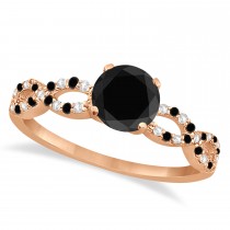 Infinity Diamond & Black Diamond Engagement Ring 14K Rose Gold 0.71ct