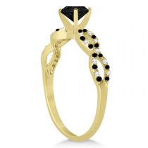 White & Black Diamond Infinity Engagement Ring 14k Yellow Gold 1.65ct