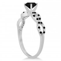 Infinity Diamond & Black Diamond Engagement Ring 18k White Gold 0.71ct