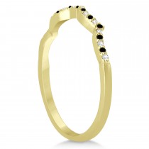 Infinity Style Black Diamond & Diamond Bridal Set 14k Yellow Gold 0.85ct
