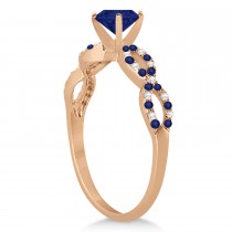 Diamond & Blue Sapphire Infinity Engagement Ring 14K Rose Gold 1.45ct
