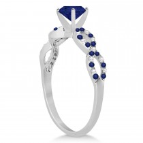 Infinity Diamond & Blue Sapphire Engagement Ring 14K White Gold 1.05ct