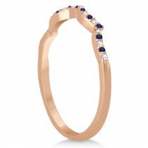 Infinity Style Blue Sapphire & Diamond Bridal Set 14k Rose Gold 1.29ct