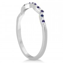 Infinity Style Blue Sapphire & Diamond Bridal Set 14k W. Gold 1.29ct