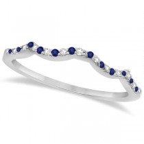 Blue Sapphire & Diamond Heart Infinity Bridal Set 14k W. Gold 1.74ct