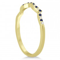 Infinity Style Blue Sapphire & Diamond Bridal Set 18k Yellow Gold 1.29ct