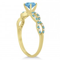 Diamond & Blue Topaz Infinity Engagement Ring 18k Yellow Gold 1.45ct