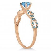 Infinity Style Blue Topaz & Diamond Bridal Set 14k Rose Gold 1.29ct