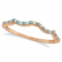 Diamond & Blue Topaz Infinity Style Bridal Set 14k Rose Gold 2.19ct