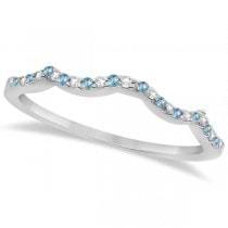 Blue Topaz & Diamond Heart Infinity Bridal Set 14k White Gold 1.74ct